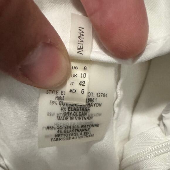 Elie Tahari White Side Zip Trousers Women’s 6 Straight Leg Minimalist Work Pants - Picture 5 of 9